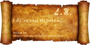 Lánczky Miletta névjegykártya